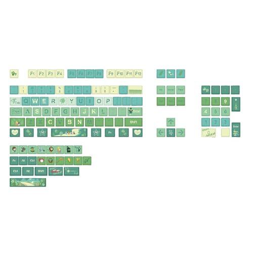 Fogun Tastenkappen 127 Stück Grüne Tastenkappen XDA Profil Komplettes Set DyeSubbed Dicke PBT Kappen Für Spiel Mechanische Tastaturen Spaß von Fogun