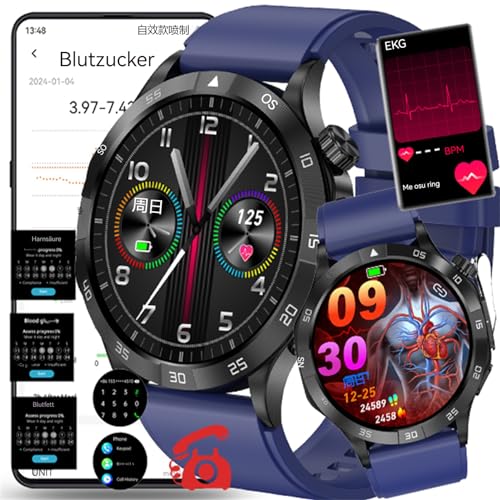 2024 Smartwatch 𝐁𝐥𝐮𝐭𝐳𝐮𝐜𝐤𝐞𝐫𝐁𝐥𝐮𝐭𝐳𝐮𝐜𝐤𝐞𝐫𝐦𝐞𝐬𝐬𝐮𝐧𝐠𝐃𝐢𝐚𝐛𝐞𝐭𝐞𝐬,smartwatch Mit Bluetooth Anrufe,Wasserdicht Fitnessuhr Schrittzähler,Fitness Tracker Armbanduhr Damen Herren von Fohatu