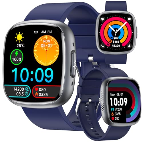 2025 New Smartwatch Herren Smartwatch Mit Blutdruckmessung EKG+HRV/Harnsäure/BMI Herren Damen 1,72" AMOLED Gesundheitsuhr Mit Telefonfunktion, 24H Herzfrequenz SPO2 Schlafmonitor Fitnessuhr (Blau) von Fohatu