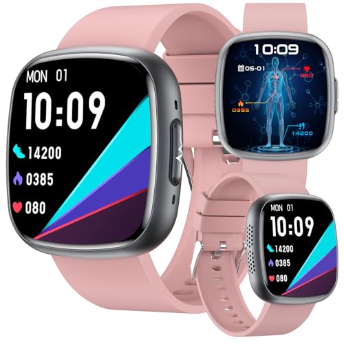 2025 New Smartwatch Herren Smartwatch Mit Blutdruckmessung EKG+HRV/Harnsäure/BMI Herren Damen 1,72" AMOLED Gesundheitsuhr Mit Telefonfunktion, 24H Herzfrequenz SPO2 Schlafmonitor Fitnessuhr (Rosa) von Fohatu