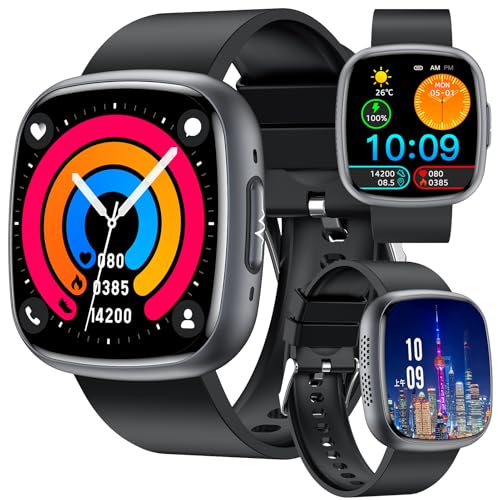 2025 New Smartwatch Herren Smartwatch Mit Blutdruckmessung EKG+HRV/Harnsäure/BMI Herren Damen 1,72" AMOLED Gesundheitsuhr Mit Telefonfunktion, 24H Herzfrequenz SPO2 Schlafmonitor Fitnessuhr (Schwarz) von Fohatu