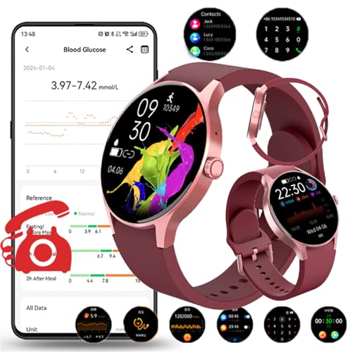 Fohatu 𝐁𝐥𝐮𝐭𝐳𝐮𝐜𝐤𝐞𝐫 Smartwatch Mit Bluetooth-Anrufe,𝐛𝐥𝐮𝐭𝐳𝐮𝐜𝐤𝐞𝐫𝐦𝐞𝐬𝐬𝐮𝐧𝐠𝐃𝐢𝐚𝐛𝐞𝐭𝐞𝐬 Smartwatch Fitness-Tracker,smartwatch blutdruckmessung,Fitnessuhr Mit Pulsschlag,E von Fohatu