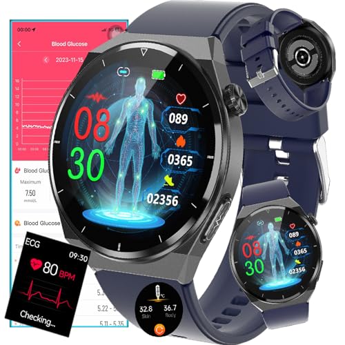 Fohatu 𝐄𝐂𝐆 Smartwatch 𝐁𝐥𝐮𝐭𝐳𝐮𝐜𝐤𝐞𝐫,𝐁𝐥𝐮𝐭𝐳𝐮𝐜𝐤𝐞𝐫 Fitness-Tracker 𝐄𝐂𝐆 Pulsschlag Temperatur Pulsschlag Blut Blutsauerstoff Schlafüberwachung, Schrittzähler Aktivitätstracker,D von Fohatu