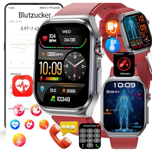 Fohatu Neu 𝐁𝐥𝐮𝐭𝐳𝐮𝐜𝐤𝐞𝐫 Smartwatch Herren 𝐃𝐢𝐚𝐛𝐞𝐭𝐞𝐬 ECG Smartwatch Mit Telefonfunktion,ECG Bludruck 𝐛𝐥𝐮𝐭𝐟𝐞𝐭𝐭𝐞 Smartwatch Harnsäure,smartwatch Bluetooth Anrufen, Rot Fohatu Neu 𝐁𝐥𝐮𝐭𝐳𝐮𝐜𝐤𝐞𝐫 Smartwatch Herren 𝐃𝐢𝐚𝐛𝐞𝐭𝐞𝐬 ECG Smartwatch Mit Telefonfunktion,ECG Bludruck 𝐛𝐥𝐮𝐭𝐟𝐞𝐭𝐭𝐞 Smartwatch Harnsäure,smartwatch Bluetooth Anrufen, Rot von Fohatu