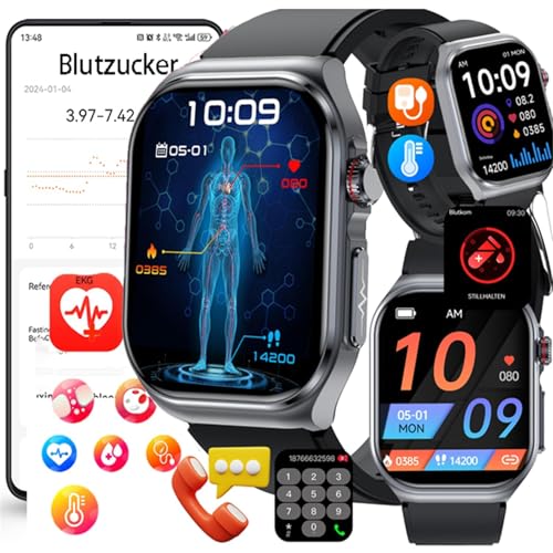 Fohatu Neu 𝐁𝐥𝐮𝐭𝐳𝐮𝐜𝐤𝐞𝐫 Smartwatch Herren 𝐃𝐢𝐚𝐛𝐞𝐭𝐞𝐬 ECG Smartwatch Mit Telefonfunktion,ECG Bludruck 𝐛𝐥𝐮𝐭𝐟𝐞𝐭𝐭𝐞 Smartwatch Harnsäure,smartwatch Bluetooth Anrufen, Schwarz Fohatu Neu 𝐁𝐥𝐮𝐭𝐳𝐮𝐜𝐤𝐞𝐫 Smartwatch Herren 𝐃𝐢𝐚𝐛𝐞𝐭𝐞𝐬 ECG Smartwatch Mit Telefonfunktion,ECG Bludruck 𝐛𝐥𝐮𝐭𝐟𝐞𝐭𝐭𝐞 Smartwatch Harnsäure,smartwatch Bluetooth Anrufen, Schwarz von Fohatu