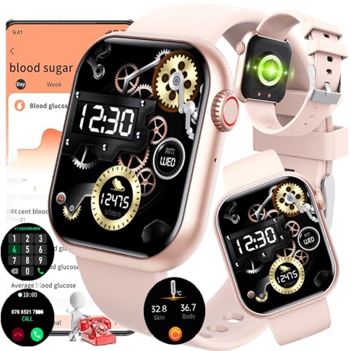 Fohatu Smartwatch Mit Bluetooth-Anrufe,Smartwatch 𝐁𝐥𝐮𝐭𝐳𝐮𝐜𝐤𝐞𝐫𝐆𝐥𝐮𝐜𝐨𝐬𝐞,𝐃𝐢𝐚𝐛𝐞𝐭𝐢𝐤𝐞𝐫 Smartwatch 𝐃𝐢𝐚𝐛𝐞𝐭𝐢𝐤𝐞𝐫,Fitnessuhr Mit Pulsschlag Temperatur Monitor von Fohatu