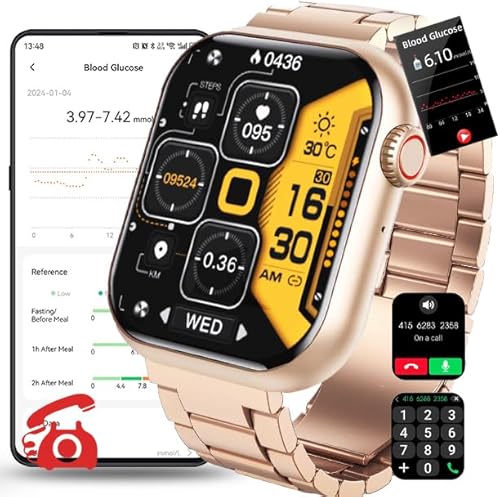 Fohatu Smartwatch Mit Bluetooth-Anrufe,Smartwatch 𝐁𝐥𝐮𝐭𝐳𝐮𝐜𝐤𝐞𝐫𝐆𝐥𝐮𝐜𝐨𝐬𝐞,𝐃𝐢𝐚𝐛𝐞𝐭𝐢𝐤𝐞𝐫 Smartwatch 𝐃𝐢𝐚𝐛𝐞𝐭𝐢𝐤𝐞𝐫,Fitnessuhr Mit Pulsschlag Temperatur Monitor von Fohatu