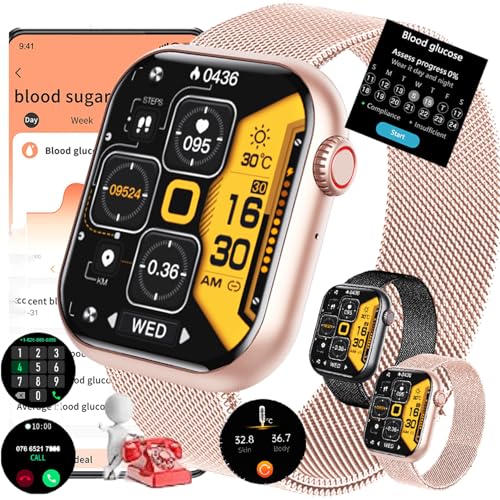 Fohatu Smartwatch Mit Bluetooth-Anrufe,Smartwatch 𝐁𝐥𝐮𝐭𝐳𝐮𝐜𝐤𝐞𝐫𝐆𝐥𝐮𝐜𝐨𝐬𝐞,𝐃𝐢𝐚𝐛𝐞𝐭𝐢𝐤𝐞𝐫 Smartwatch 𝐃𝐢𝐚𝐛𝐞𝐭𝐢𝐤𝐞𝐫,Fitnessuhr Mit Pulsschlag Temperatur Monitor von Fohatu