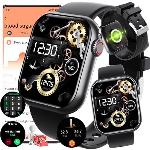 Fohatu Smartwatch Mit Bluetooth-Anrufe,Smartwatch 𝐁𝐥𝐮𝐭𝐳𝐮𝐜𝐤𝐞𝐫𝐆𝐥𝐮𝐜𝐨𝐬𝐞,𝐃𝐢𝐚𝐛𝐞𝐭𝐢𝐤𝐞𝐫 Smartwatch 𝐃𝐢𝐚𝐛𝐞𝐭𝐢𝐤𝐞𝐫,Fitnessuhr Mit Pulsschlag Temperatur Monitor von Fohatu