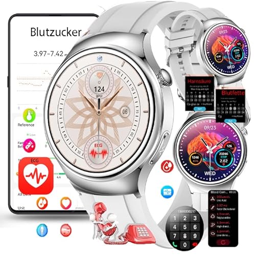 Fohatu 𝐛𝐥𝐮𝐭𝐳𝐮𝐜𝐤𝐞𝐫 Smartwatch 𝐃𝐢𝐚𝐛𝐞𝐭𝐞𝐬 Ecg 𝐛𝐥𝐮𝐭𝐳𝐮𝐜𝐤𝐞𝐫𝐦𝐞𝐬𝐬𝐮𝐧𝐠,Smartwatch Mit Bluetooth-Anrufe Blutfette Harnsäure Körpertemperatur Monitor,Silver glue Fohatu 𝐛𝐥𝐮𝐭𝐳𝐮𝐜𝐤𝐞𝐫 Smartwatch 𝐃𝐢𝐚𝐛𝐞𝐭𝐞𝐬 Ecg 𝐛𝐥𝐮𝐭𝐳𝐮𝐜𝐤𝐞𝐫𝐦𝐞𝐬𝐬𝐮𝐧𝐠,Smartwatch Mit Bluetooth-Anrufe Blutfette Harnsäure Körpertemperatur Monitor,Silver glue von Fohatu