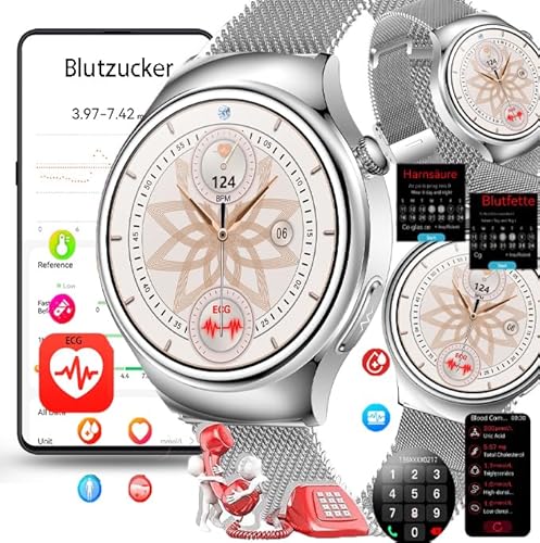 Fohatu 𝐛𝐥𝐮𝐭𝐳𝐮𝐜𝐤𝐞𝐫 Smartwatch 𝐃𝐢𝐚𝐛𝐞𝐭𝐞𝐬 Ecg 𝐛𝐥𝐮𝐭𝐳𝐮𝐜𝐤𝐞𝐫𝐦𝐞𝐬𝐬𝐮𝐧𝐠,Smartwatch Mit Bluetooth-Anrufe Blutfette Harnsäure Körpertemperatur Monitor,Silver rice Fohatu 𝐛𝐥𝐮𝐭𝐳𝐮𝐜𝐤𝐞𝐫 Smartwatch 𝐃𝐢𝐚𝐛𝐞𝐭𝐞𝐬 Ecg 𝐛𝐥𝐮𝐭𝐳𝐮𝐜𝐤𝐞𝐫𝐦𝐞𝐬𝐬𝐮𝐧𝐠,Smartwatch Mit Bluetooth-Anrufe Blutfette Harnsäure Körpertemperatur Monitor,Silver rice von Fohatu
