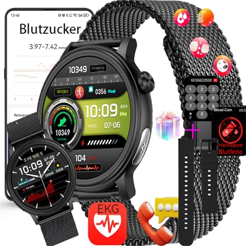 Fohatu 𝐛𝐥𝐮𝐭𝐳𝐮𝐜𝐤𝐞𝐫 Smartwatch 𝐛𝐥𝐮𝐭𝐳𝐮𝐜𝐤𝐞𝐫𝐦𝐞𝐬𝐬𝐮𝐧𝐠 EKG 𝐃𝐢𝐚𝐛𝐞𝐭𝐞𝐬 Smartwatch Mit Bluetooth-Anrufe,Fitness Tracker Mit Blutfette Harnsäure Blutdruck Fohatu 𝐛𝐥𝐮𝐭𝐳𝐮𝐜𝐤𝐞𝐫 Smartwatch 𝐛𝐥𝐮𝐭𝐳𝐮𝐜𝐤𝐞𝐫𝐦𝐞𝐬𝐬𝐮𝐧𝐠 EKG 𝐃𝐢𝐚𝐛𝐞𝐭𝐞𝐬 Smartwatch Mit Bluetooth-Anrufe,Fitness Tracker Mit Blutfette Harnsäure Blutdruck von Fohatu