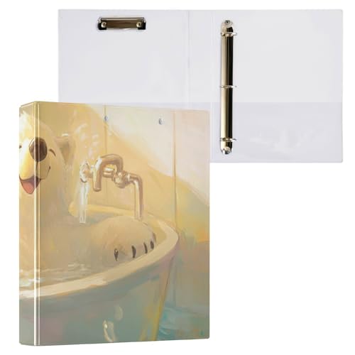 3-Ring-Notizbuchordner 1 und 1/2 Zoll Notizbuchordner mit Innentaschen, 1/2 Stück, Schulbedarf, 200 Blatt, niedlicher Eisbär, Retro-Badewanne 3-Ring-Notizbuchordner 1 und 1/2 Zoll Notizbuchordner mit Innentaschen, 1/2 Stück, Schulbedarf, 200 Blatt, niedlicher Eisbär, Retro-Badewanne von Foiosoh