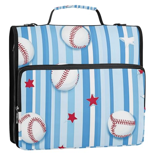 Baseball- und Streifen-Organizer mit 3 Ringen, 3,8 cm, mit Gurt, einfach zu transportieren, Dokumenten-Organizer für die Schule Baseball- und Streifen-Organizer mit 3 Ringen, 3,8 cm, mit Gurt, einfach zu transportieren, Dokumenten-Organizer für die Schule von Foiosoh