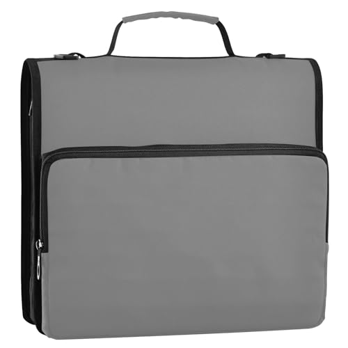 Bindertasche mit 3 Ringen, Reißverschluss, Griff und abnehmbarem Schultergurt, für Schule, Büro, Grau Bindertasche mit 3 Ringen, Reißverschluss, Griff und abnehmbarem Schultergurt, für Schule, Büro, Grau von Foiosoh