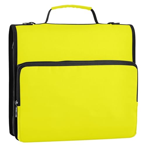 Büroordner mit 3 Ringen, 3,8 cm, mit Griff, mehrere Taschen, Portfolio-Ordner für Mittelschüler, Gelb Büroordner mit 3 Ringen, 3,8 cm, mit Griff, mehrere Taschen, Portfolio-Ordner für Mittelschüler, Gelb von Foiosoh