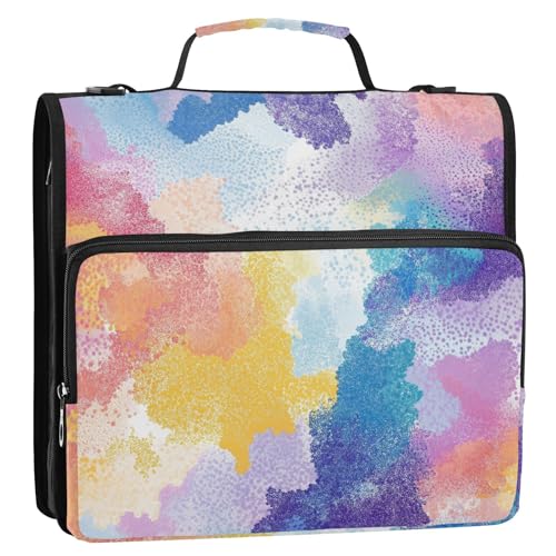 Bunter Muster, 3,8 cm, 3 Ringe, Büroordner mit Gurt, inklusive Reißverschlusstasche, tragbar, für Zuhause, Reisen, sichere Aufbewahrungstasche für Schule/Büro Bunter Muster, 3,8 cm, 3 Ringe, Büroordner mit Gurt, inklusive Reißverschlusstasche, tragbar, für Zuhause, Reisen, sichere Aufbewahrungstasche für Schule/Büro von Foiosoh