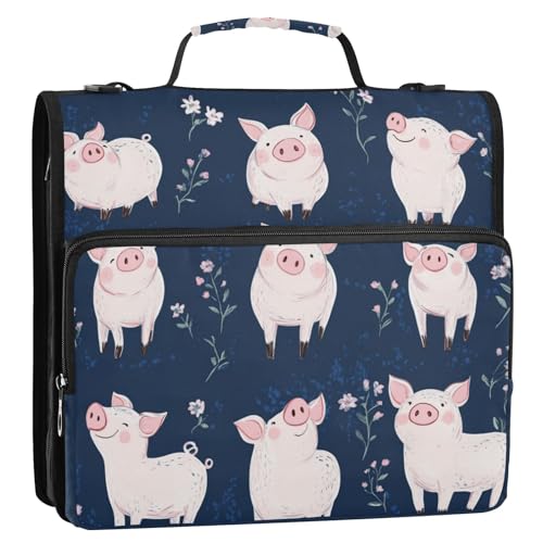Cartoon Cute Pig Navy Blue 3.8 cm 3 Rings Zipper Binder with Shoulder Strap & Handle Waterproof Portable Home Travel Safe Storage Bag for Office School Cartoon Cute Pig Navy Blue 3.8 cm 3 Rings Zipper Binder with Shoulder Strap & Handle Waterproof Portable Home Travel Safe Storage Bag for Office School von Foiosoh