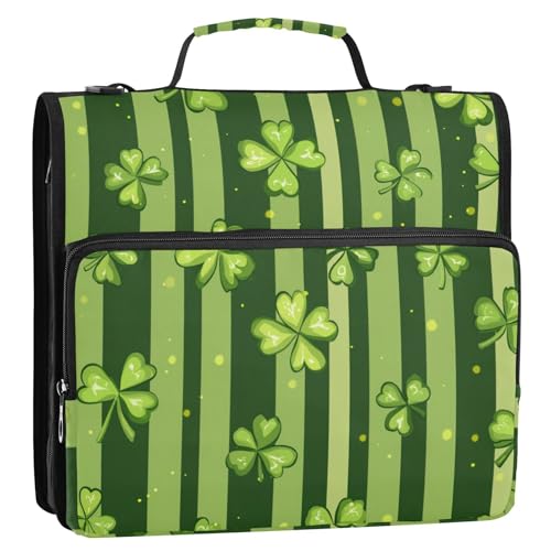 Clover and Stripe Organizer mit 3 Ringen, 3,8 cm, mit Schultergurt, wasserdicht, Aufbewahrungstasche für Schule/Büro, Grün Clover and Stripe Organizer mit 3 Ringen, 3,8 cm, mit Schultergurt, wasserdicht, Aufbewahrungstasche für Schule/Büro, Grün von Foiosoh