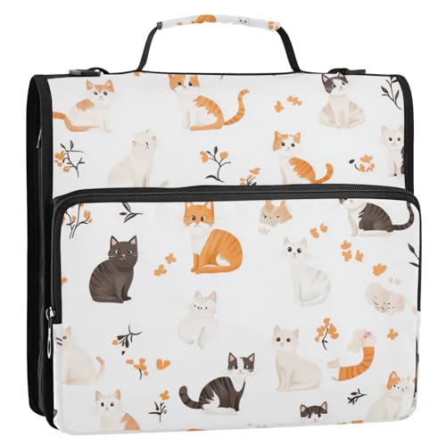 Cute Curl Cats White 3.8 cm 3-Rings School Zipper Binder with Handle and Removable Shoulder Strap Multi-Pocket School Supplies Organizer for Middle School Cute Curl Cats White 3.8 cm 3-Rings School Zipper Binder with Handle and Removable Shoulder Strap Multi-Pocket School Supplies Organizer for Middle School von Foiosoh