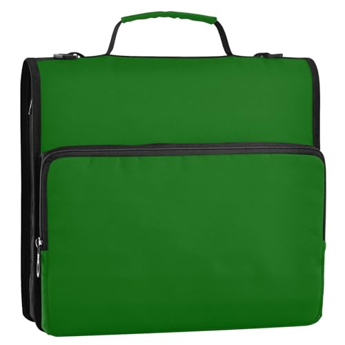 DarkGreen 3-Ring-Ordner mit Reißverschluss und Schultergurt und Griff, Multi-Taschen, Portfolio-Organizer für Schule und Büro, 3,8 cm DarkGreen 3-Ring-Ordner mit Reißverschluss und Schultergurt und Griff, Multi-Taschen, Portfolio-Organizer für Schule und Büro, 3,8 cm von Foiosoh