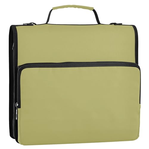 Dunkelkhaki Organizer mit 3 Ringen und Reißverschluss, 3,8 cm, mit Griff und abnehmbarem Schultergurt, einfach zu tragen, tragbares Portfolio für Schule/Büro Dunkelkhaki Organizer mit 3 Ringen und Reißverschluss, 3,8 cm, mit Griff und abnehmbarem Schultergurt, einfach zu tragen, tragbares Portfolio für Schule/Büro von Foiosoh