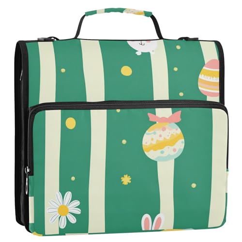 Easter Day Daisy Egg Green 3 Rings Binder Zipper with Handle Waterproof Portable Portfolio for Middle School von Foiosoh