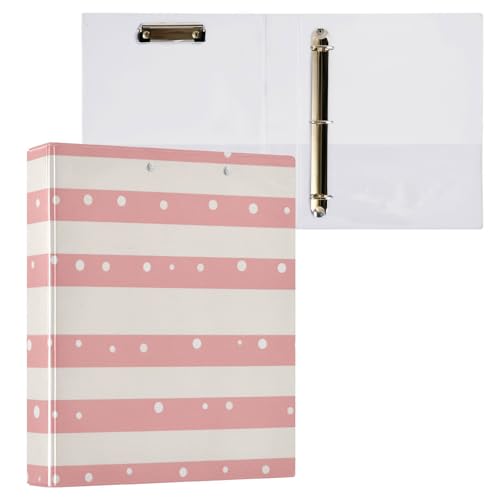 Foiosoh 3-Ring-Notizbuch, 3,8 cm (1 1/2 Zoll), Notizbuchordner mit Tascheneinband, 1/2er-Pack, Schulbedarf, 200 Blatt, gestreift und gepunktet, Beige von Foiosoh