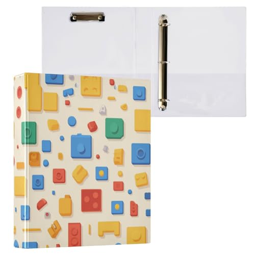Foiosoh 3 Ringbücher mit 3,8 cm (1,5 Zoll) Notizbuchordner mit Innentaschen, 1/2er-Pack, Ordner für Studenten, Hardcover-Baustein-Form von Foiosoh
