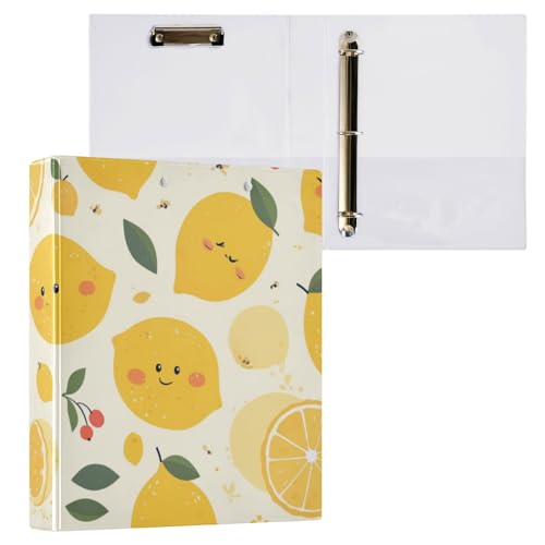 Foiosoh 3-Ringe Notizbuchordner 3,8 cm (1,5 Zoll) Notizbuchordner mit Innentaschen, 1/2 Stück, Binder für Studenten, 200 Blatt, Zitronengelb von Foiosoh
