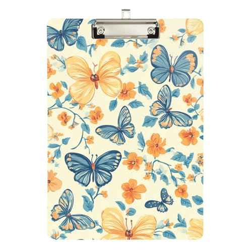 Foiosoh Butterflys and Flowers Yellow clipboard organizer standard hole for Nursing Student Trade Quest Size 9 x 12 von Foiosoh
