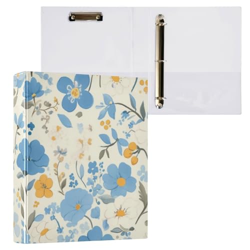 Foiosoh Drei-Ring-Notizbuch, 3,8 cm, Ordner mit Taschen, 1/2 Stück, College-Binder für Studenten, 200 Blatt, schöne Blume, Blau Foiosoh Drei-Ring-Notizbuch, 3,8 cm, Ordner mit Taschen, 1/2 Stück, College-Binder für Studenten, 200 Blatt, schöne Blume, Blau von Foiosoh