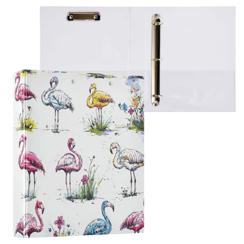 Foiosoh Drei-Ring-Ordner mit Klemmbrett, 3,8 cm, 1/2 Stück, für Briefgröße (27,9 x 21,6 cm), 200 Blatt, elegantes Flamingo-Weiß von Foiosoh