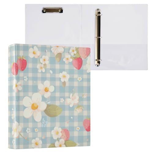 Foiosoh Notizbuch mit 3 Ringen, 3,5 cm, Ordner mit Klemmbrett, 1/2 Packung, Ordner für die Schule, 200 Blatt, niedliches Erdbeerkaro, Blau Foiosoh Notizbuch mit 3 Ringen, 3,5 cm, Ordner mit Klemmbrett, 1/2 Packung, Ordner für die Schule, 200 Blatt, niedliches Erdbeerkaro, Blau von Foiosoh