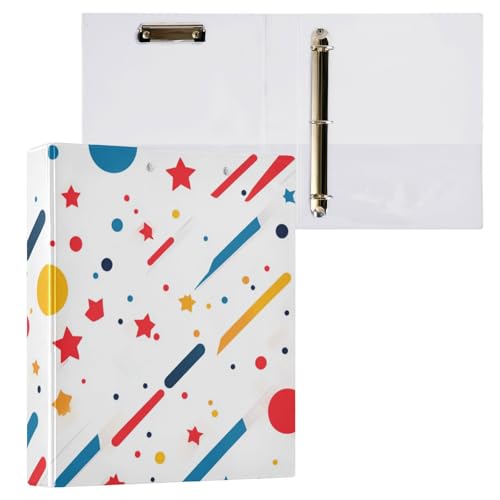 Foiosoh Notizbuch mit drei Ringen, 3,5 cm, mit Innentaschen, 1/2er-Pack, Schulordner, 200 Blatt, Kreis und Streifen, einfaches Muster Foiosoh Notizbuch mit drei Ringen, 3,5 cm, mit Innentaschen, 1/2er-Pack, Schulordner, 200 Blatt, Kreis und Streifen, einfaches Muster von Foiosoh