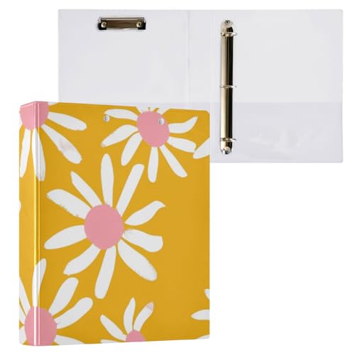 Foiosoh Notizbuch mit drei Ringen, 3,8 cm, Ordner mit Taschen, 1/2 Packungen, Ordner für die Schule, 200 Blatt, weiße Gänseblümchen, Gelb Foiosoh Notizbuch mit drei Ringen, 3,8 cm, Ordner mit Taschen, 1/2 Packungen, Ordner für die Schule, 200 Blatt, weiße Gänseblümchen, Gelb von Foiosoh