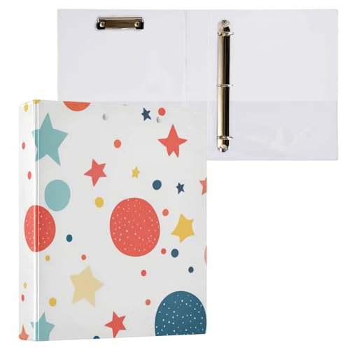 Foiosoh Notizbuch mit drei Ringen, 3,8 cm, mit Innentaschen, 1/2er-Pack, Ordner für Schule, Hardcover, Sterne und Kreise Foiosoh Notizbuch mit drei Ringen, 3,8 cm, mit Innentaschen, 1/2er-Pack, Ordner für Schule, Hardcover, Sterne und Kreise von Foiosoh