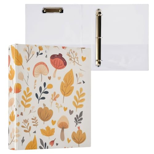 Foiosoh Notizbuch mit drei Ringen, 3,8 cm (1,5 Zoll), mit Tascheneinband, 1/2 Packungen, Ordner für Schule, Hardcover, Herbstblätter, Kürbisse von Foiosoh