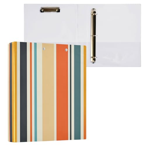 Foiosoh Notizbuch mit drei Ringen, 3,8 cm (1,5 Zoll), mit Tascheneinband, 1/2er-Pack für Briefgröße (27,9 x 21,6 cm), Hardcover, gelb-blau gestreift von Foiosoh