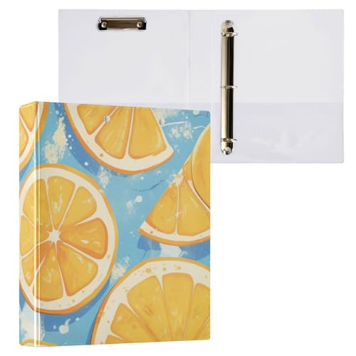 Foiosoh Notizbuch mit drei Ringen, 3,8 cm (1 1/2 Zoll), mit Innentaschen, 1/2er-Pack, Schulbedarf, Hardcover, Zitronenblau und Gelb von Foiosoh