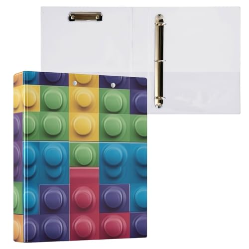 Foiosoh Notizbuchordner mit 3 Ringen, 3,8 cm, mit Innentaschen, 1/2er-Pack für Briefgröße (27,9 x 21,6 cm), 200 Blatt, niedliche Bausteine von Foiosoh