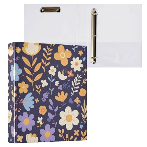 Foiosoh Notizbuchordner mit 3 Ringen, 3,8 cm (1 1/2 Zoll), Ordner mit Taschen, 1/2er-Pack, Ordner für Studenten, Hardcover, mexikanisches Blumenmuster von Foiosoh