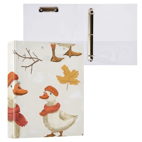 Foiosoh Ordner mit 3 Ringen, 3,8 cm, mit Tascheneinband, 1/2 Stück, für Schule, 200 Blatt, Herbst-Entenorange, Schals von Foiosoh