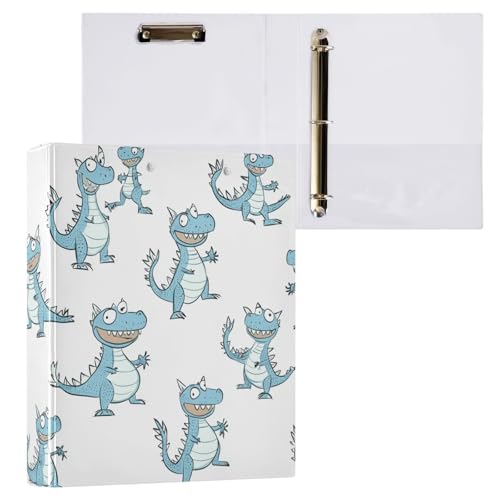 Foiosoh Ordner mit drei Ringen, 3,5 cm, mit Taschen, 1/2 Stück, für Briefgröße (27,9 x 21,6 cm), 200 Blatt, lustiges Blau, Dino-Weiß von Foiosoh