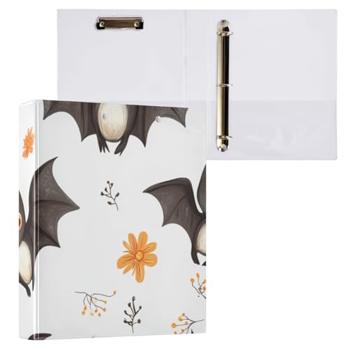 Foiosoh Ordner mit drei Ringen, 3,8 cm, mit Tascheneinband, 1/2 Packungen, Ordner für Schule, Hardcover, Cartoon, niedliche Fledermäuse, Weiß Foiosoh Ordner mit drei Ringen, 3,8 cm, mit Tascheneinband, 1/2 Packungen, Ordner für Schule, Hardcover, Cartoon, niedliche Fledermäuse, Weiß von Foiosoh