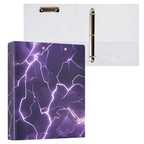 Foiosoh Ordner mit drei Ringen, 3,8 cm (1,5 Zoll), mit Taschen, 1/2er-Pack, Ordner für Schule, Hardcover, Aufhellung, violett, Natur von Foiosoh
