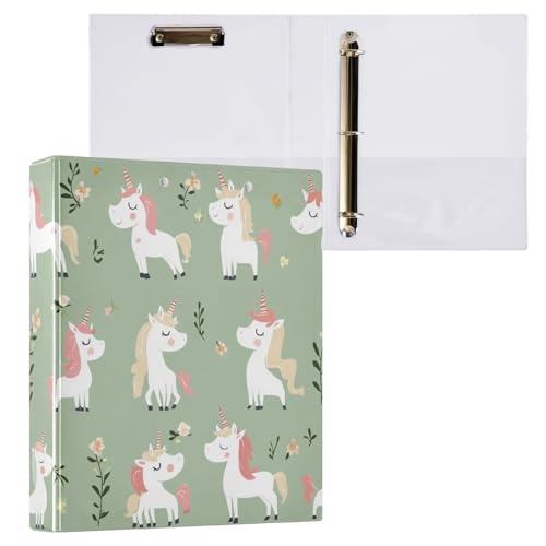 Foiosoh Runde Ringbücher 3,8 cm mit Tascheneinband, 1/2 Packungen, Schulordner, Hardcover, Einhörner, Salbei, Hellgrün Foiosoh Runde Ringbücher 3,8 cm mit Tascheneinband, 1/2 Packungen, Schulordner, Hardcover, Einhörner, Salbei, Hellgrün von Foiosoh