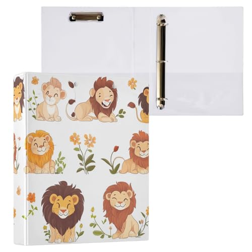 Foiosoh Runde Ringbücher mit Klemmbrett, 3,8 cm, 1/2 Packungen, Schulbedarf, Hardcover, niedlicher Löwe, Weiß Foiosoh Runde Ringbücher mit Klemmbrett, 3,8 cm, 1/2 Packungen, Schulbedarf, Hardcover, niedlicher Löwe, Weiß von Foiosoh