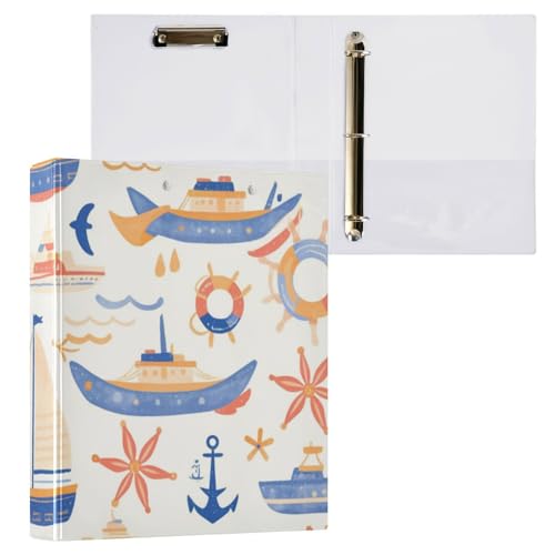 Foiosoh Runde Ringe, Notizbuch, 3,8 cm, Notizbuch, Ordner mit Tascheneinband, 1/2er-Pack, Schulordner, Hardcover, Tiefblau, Seeschiff Foiosoh Runde Ringe, Notizbuch, 3,8 cm, Notizbuch, Ordner mit Tascheneinband, 1/2er-Pack, Schulordner, Hardcover, Tiefblau, Seeschiff von Foiosoh