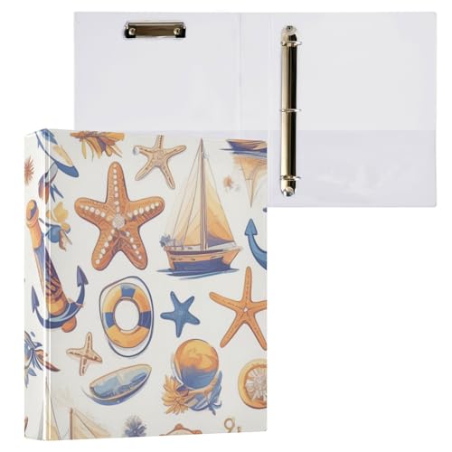 Foiosoh Runde Ringe, Notizbuch, 3,8 cm, Notizbuchordner mit Tascheneinband, 1/2er-Pack, Ordner für Studenten, 200 Blatt, niedliches Muster, Meer Foiosoh Runde Ringe, Notizbuch, 3,8 cm, Notizbuchordner mit Tascheneinband, 1/2er-Pack, Ordner für Studenten, 200 Blatt, niedliches Muster, Meer von Foiosoh
